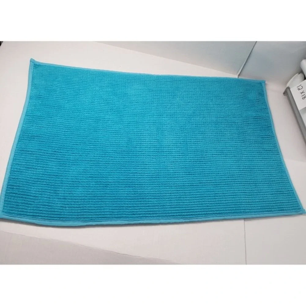 Chenille Bath Mat Rug Set of‎ 2 35x24 Turquoise Texture Spa Soft Plush Absorbent